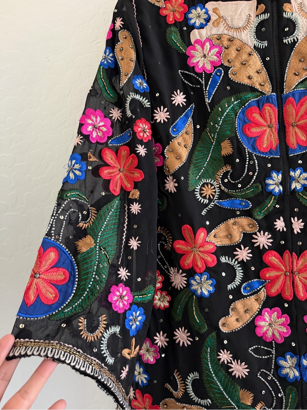 Alice + Olivia Eleonora Black Sequins Beaded Floral Mini Dress - Picture 10 of 16